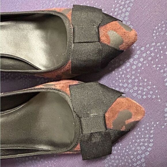 ASH Leopard animal print size 40/ 9.5 pointed toe bow accent heels mobwife - Picture 3 of 7